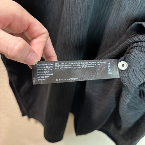 EILEEN FISHER Black Textured Mock Neck Cap Sleeve Longline Lagelook Tunic Top XL - Picture 13 of 13